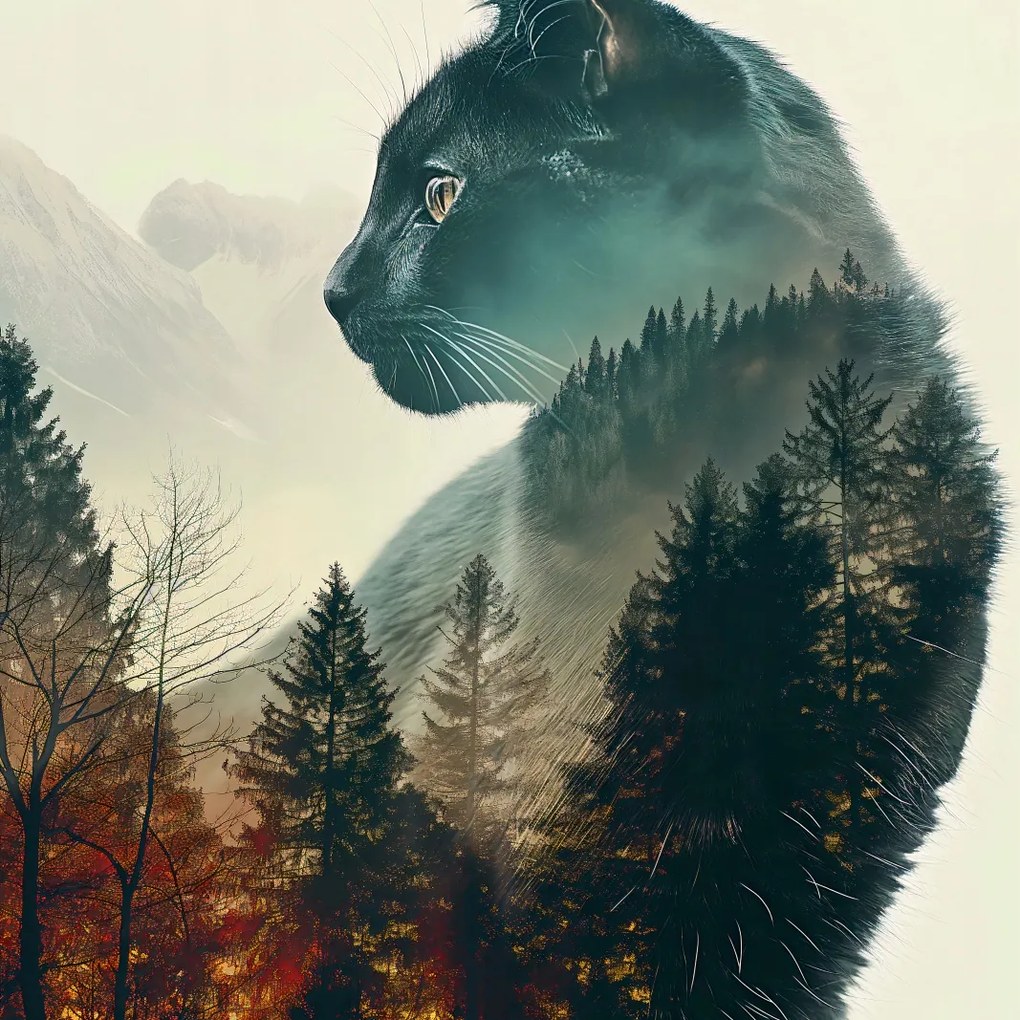 Poszter 60x60cm Macskaszellem erdő