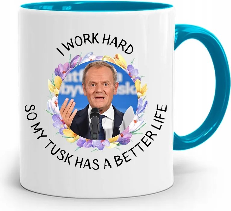 Donald Tusk Kék Bögre Platform Ajándék fényképes nyomtatással