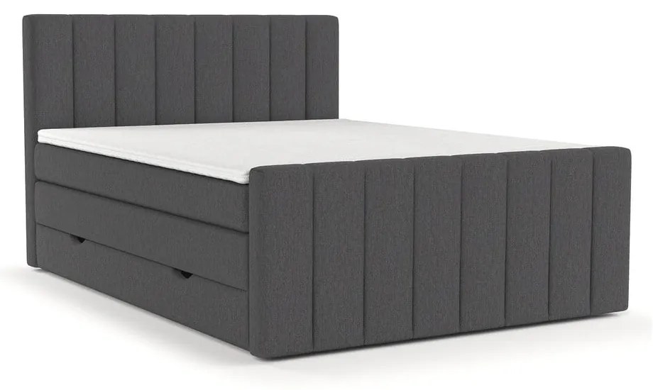 Szürke ágyneműtartós boxspring ágy 180x200 cm Ruby – Maison de Rêve