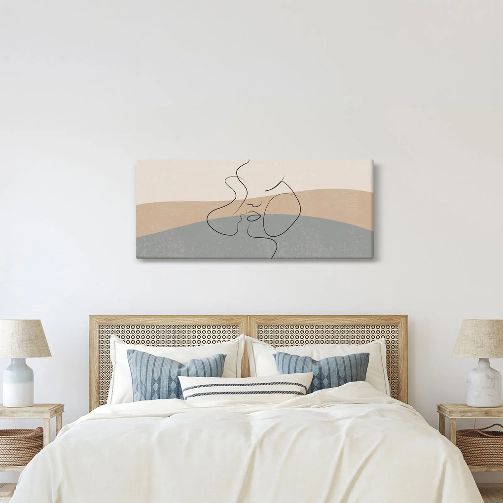 Kép - Line art csók (120x50 cm)