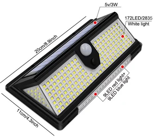 Zaparkorun Napelemes kerti világítás mozgásérzékelővel - 190 LED