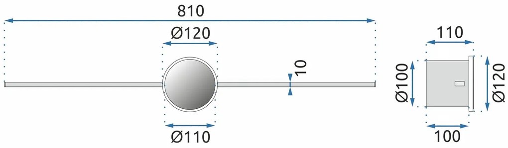 LED FÜRDŐLÁMPA TÜKÖR fölött Rea 80CM APP850-1W ROUND BLACK