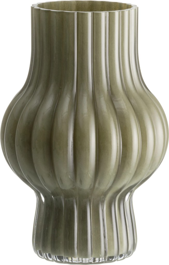 Dekorációs Üveg Váza 20 CM Átmérő 13,5 CM Zöld Kézzel Készített