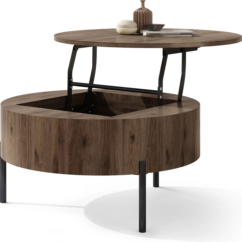 Mazzoni FRIDA Elegáns Diófa – MODERN DOHÁNYZÓASZTAL FELHAJTHATÓ LAPPAL ÉS TÁROLÓVAL