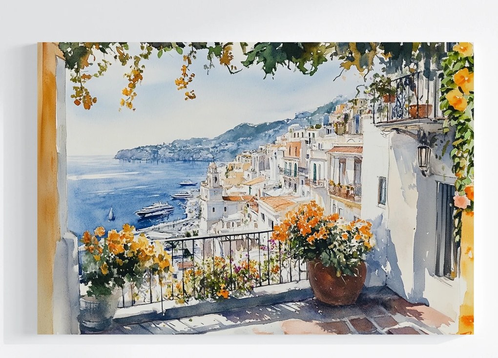 Vászonkép Canvas Terasz Erkély Kilátás Város Dél Tenger 120x80