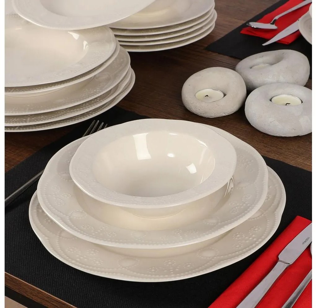 24 darabos fehér porcelán étkészlet