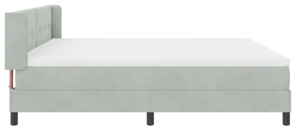 Boxspring Ágy Matrac Közép Szürke 200x200 cm Bársony