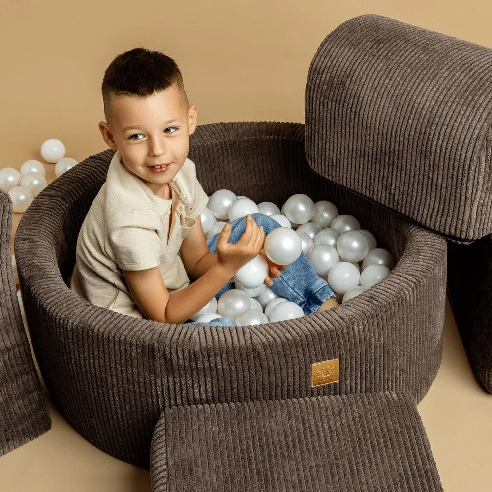 Khaki kordbársony labdamedence 90x90x30 cm Montessori – Meowbaby