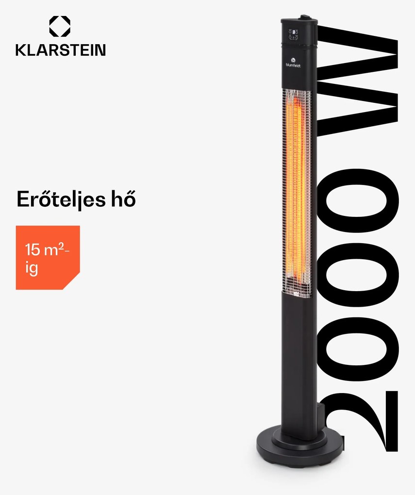 Blumfeldt Heat Guru Plus, infravörös hősugárzó, 2000 W, 3 fűtési fokozat, távirányító, fekete