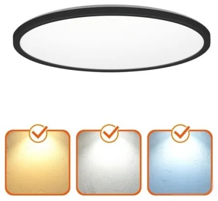 NIVERA LED 32W 230V IP54 fürdőszobai mennyezeti lámpa, 42 cm, fekete