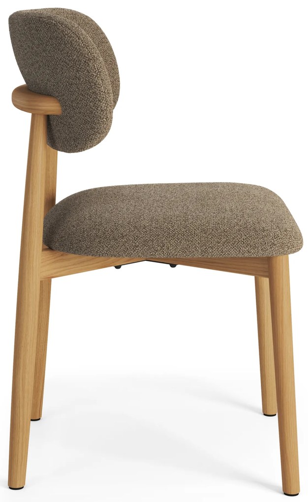 MAZZONI EXPORT ALMO Barna Taupe (Monza 40 szövet)/lakkozott tölgyfa váz - RETRO BOUCLÉ FA SZÉK NAPPALIBA ÉTKEZŐBE KONYHÁBA