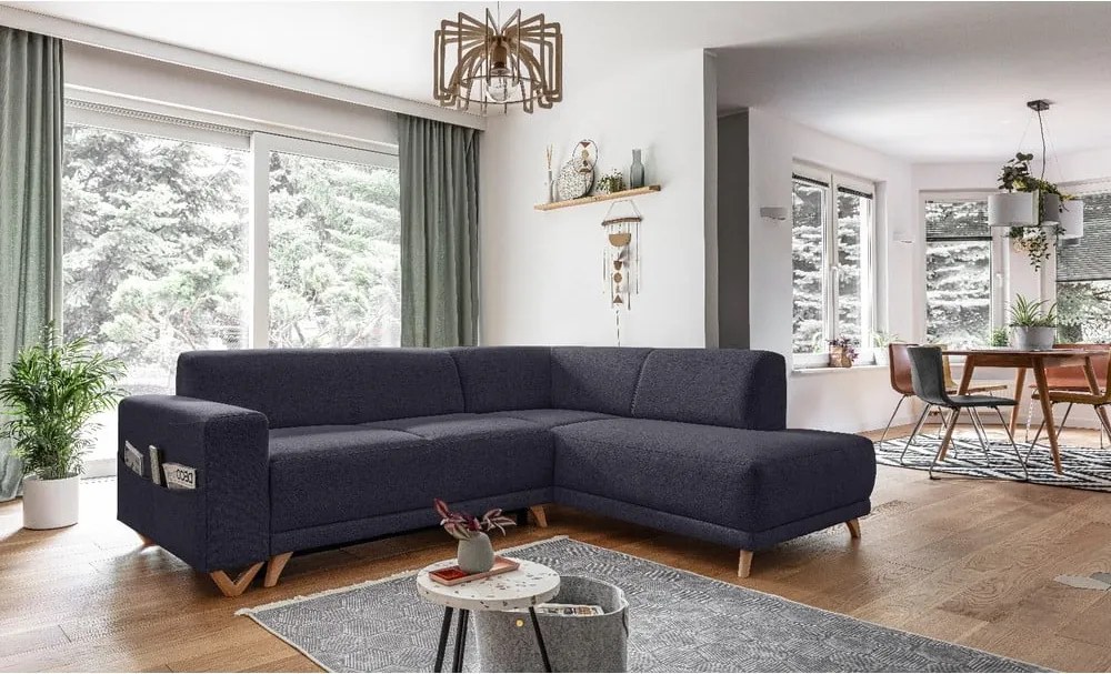 Antracitszürke kinyitható-tárolóhelyes sarokkanapé (jobb oldali-L alakú) Classy Sophie – Miuform