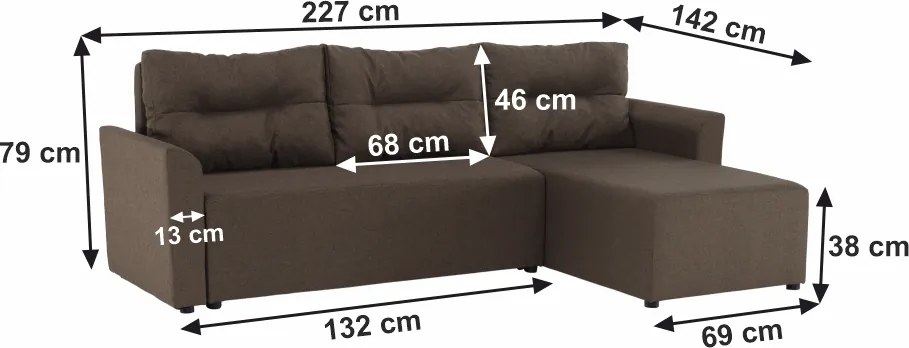 Univerzális ülőgarnitúra, barna, PLAY