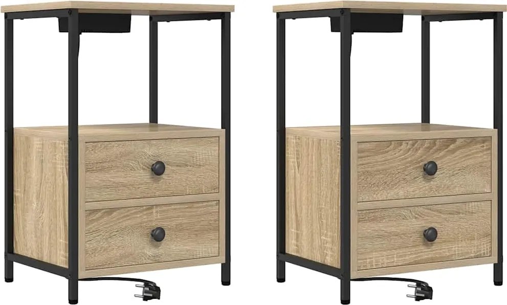 vidaXL Éjjeliszekrény 2 pcs Sonoma tölgy 40 x 31 x 60 cm Faanyag