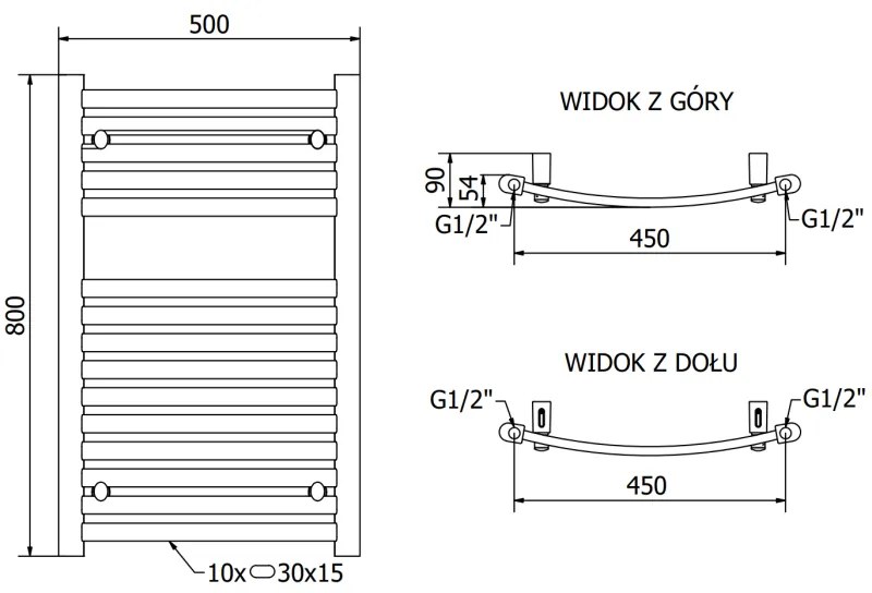 Mexen Helios, fűtőelem 800x500 mm, 303 W, króm, W103-0800-500-00-01