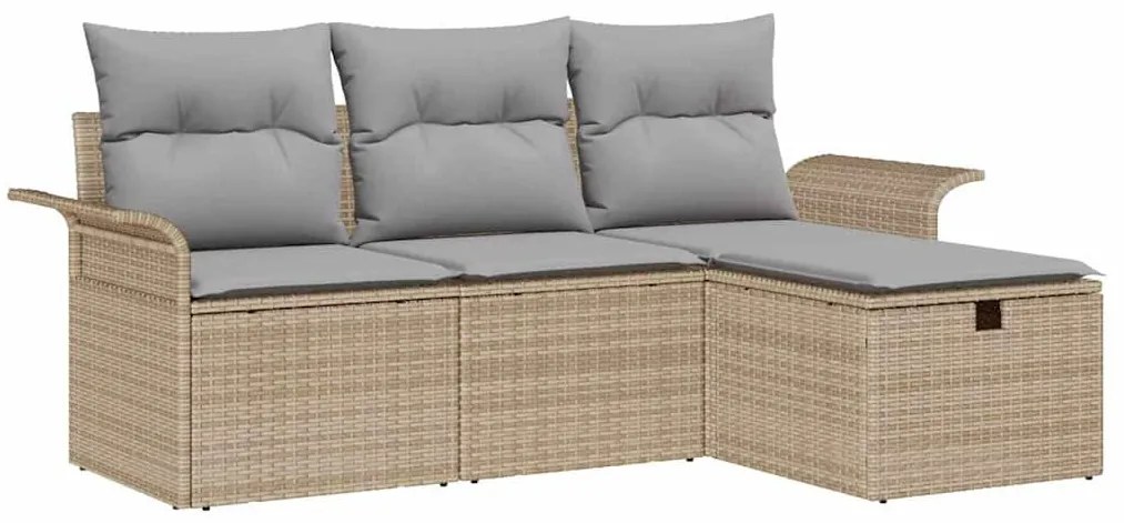 Kerti Kanapé Szett párnával 4 pcs bézs és világosszürke