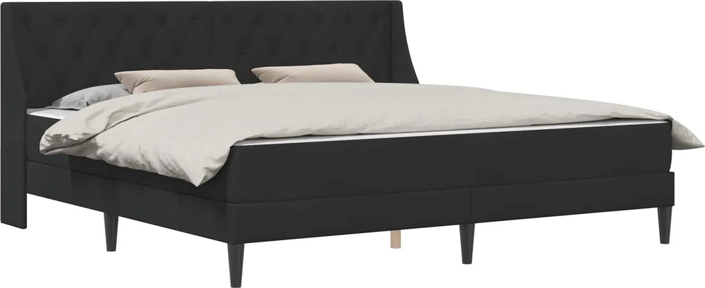 vidaXL Ágykeret matraccal Falra szerelhető 2 pcs Fekete Bársony