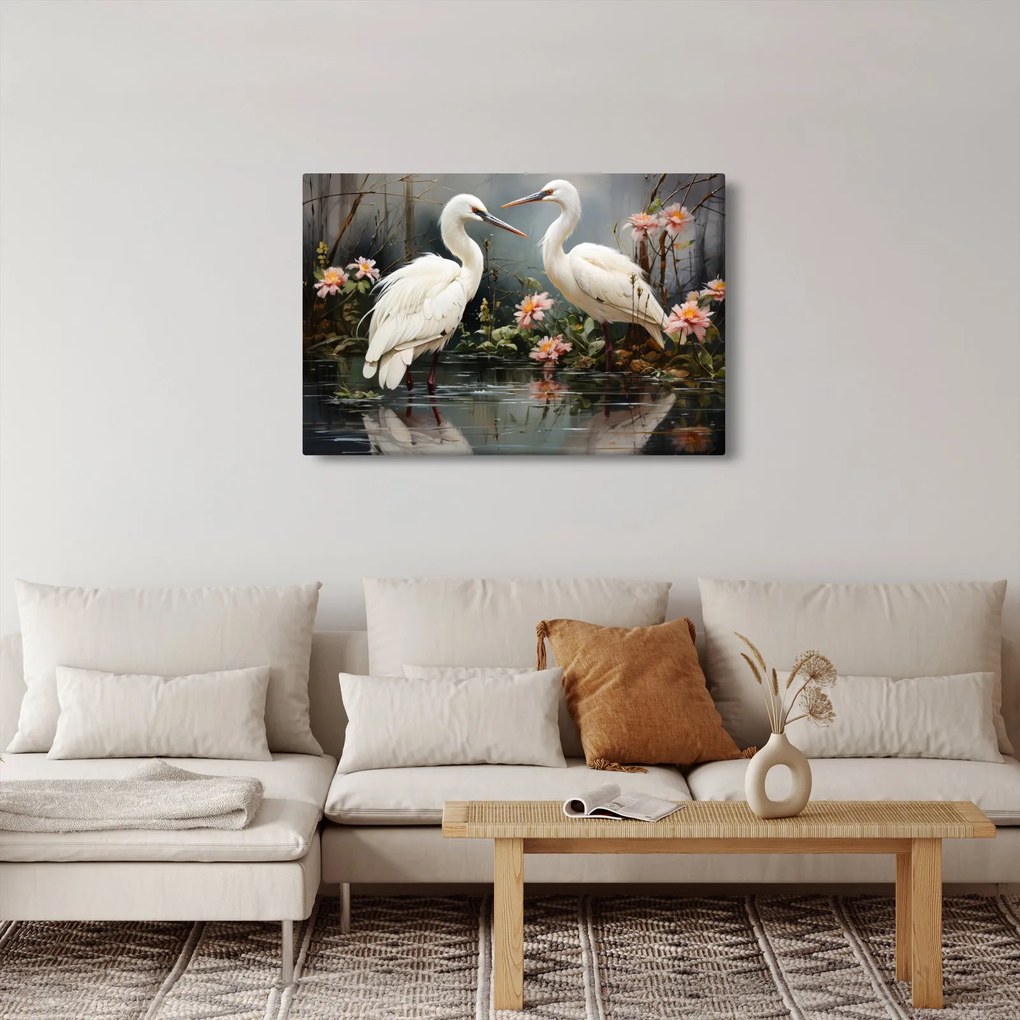 Kép - Fehér darvak (90x60 cm)