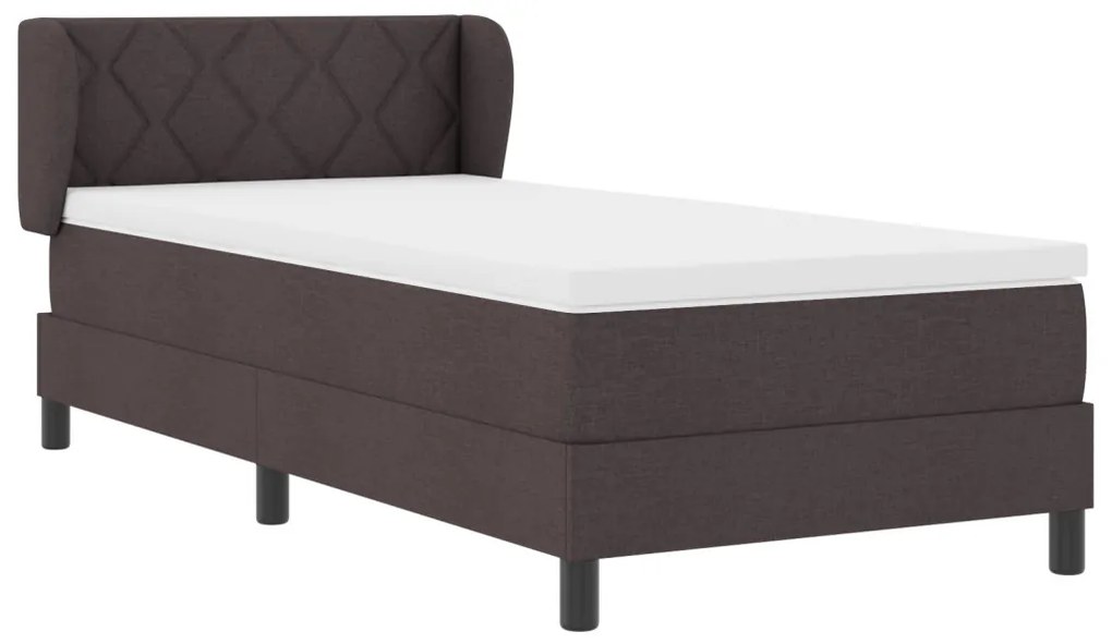 Boxspring Ágy Matrac nélkül Sötétbarna 90x200 cm Szövet