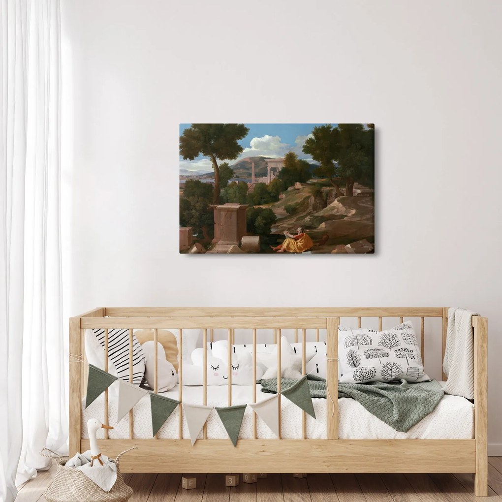 Kép - Nicolas Poussin, Landscape with Saint John on Patmos, reprodukciók (90x60 cm)
