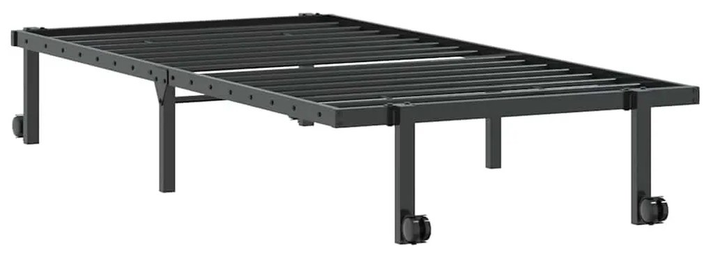 fekete acél ágykeret matrac nélkül összecsukható 90x200 cm