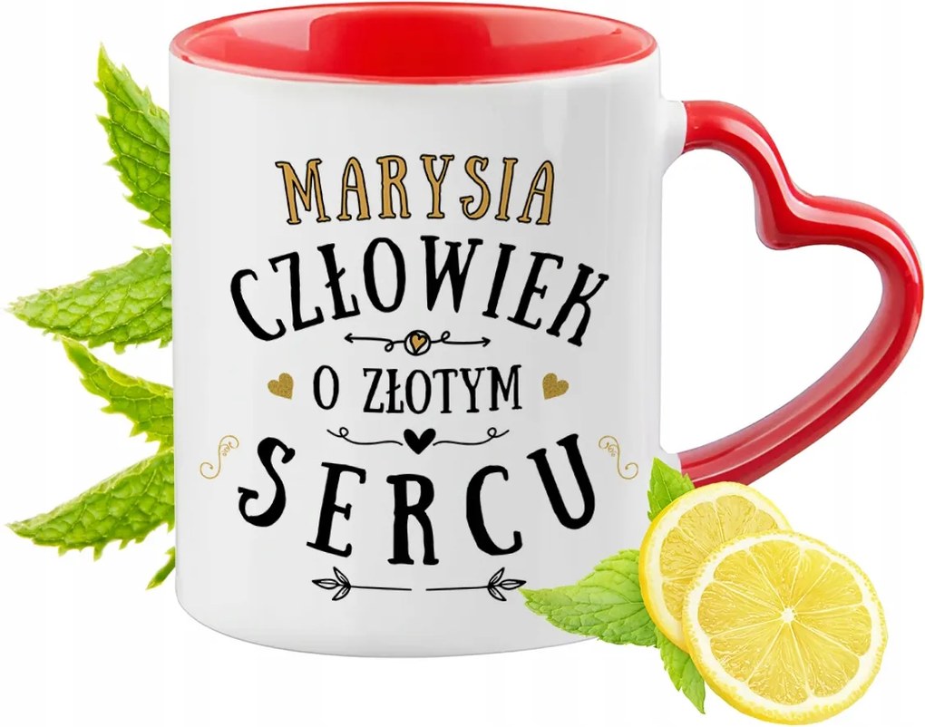 Mariska Piros Bögre Szív Alakú Füllel Ajándék