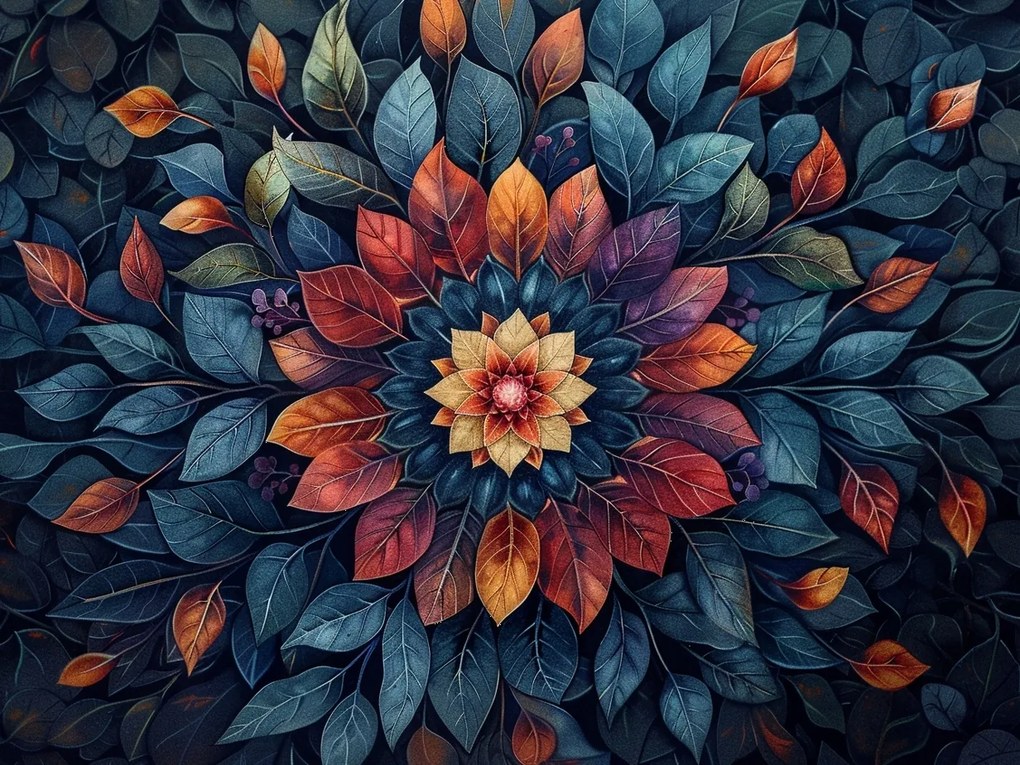 Vászonkép Canvas Mandala Levelek Ősz Természet Dekoráció 100x75