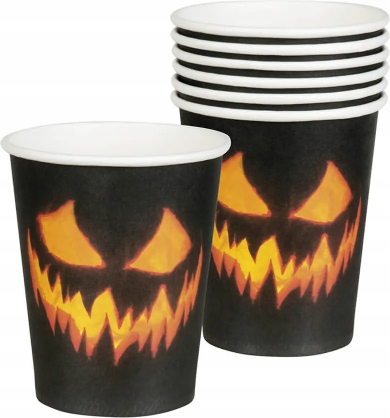 Papírpohár Halloweenre Ijesztő Sütőtök 210ml 10db Boland