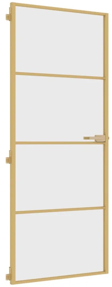 arany edzett üveg és alumínium vékony beltéri ajtó 83x201,5 cm