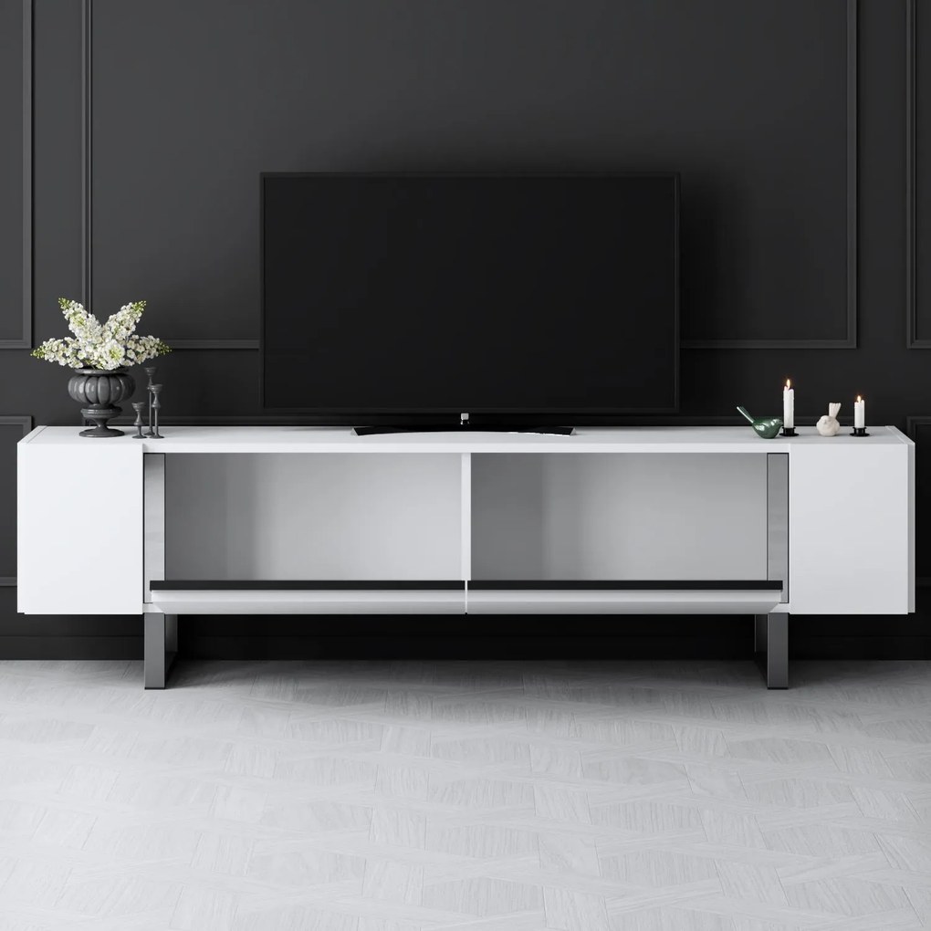TV szekrény Yildiz - White, Silver