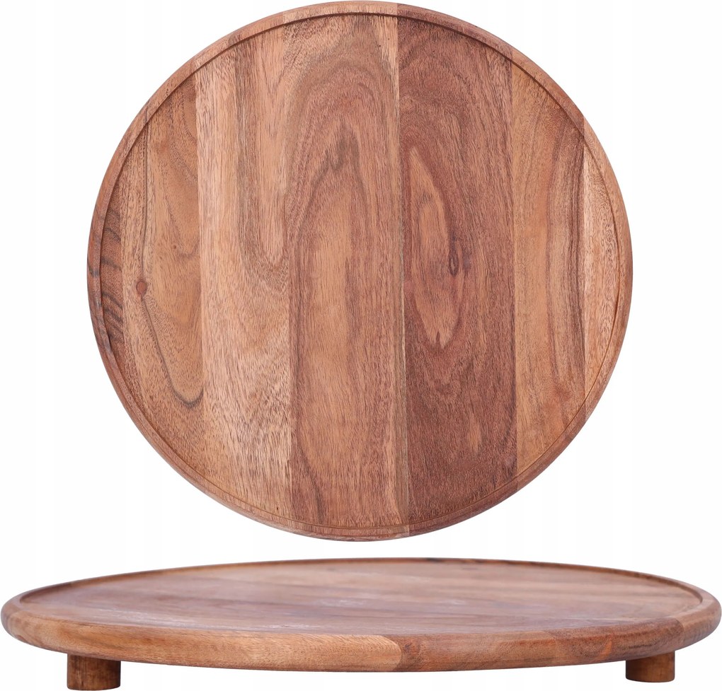 Dekorációs tálca lábakon 37 cm fa tálaló állvány