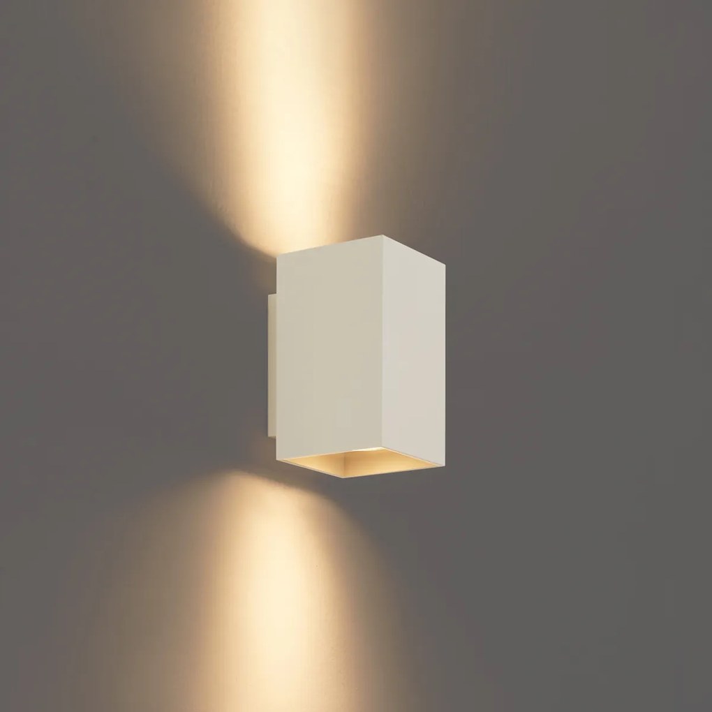 Modern bézs fali lámpa GU10 50 mm-es négyzet alakú 2 fényforrással - Sandy
