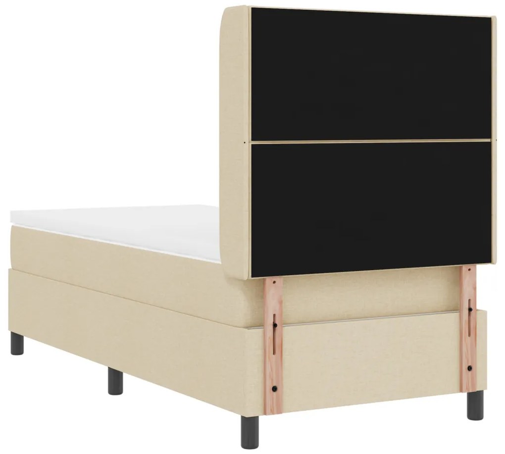 Boxspring Ágy Matrac Nélkül Krém 90x200 cm Szövet