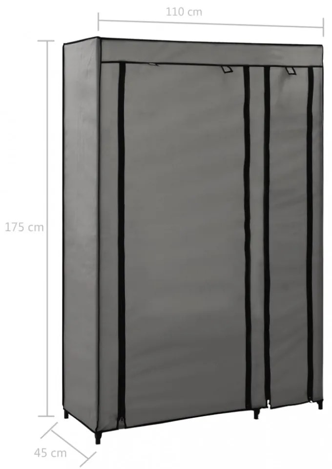 2 db szürke összecsukható szövet ruhásszekrény 110x45x175 cm
