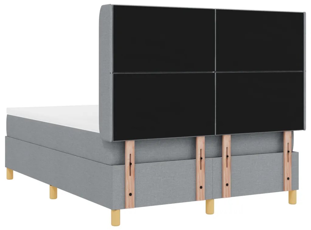 Boxspring Ágy Mattal és LED Fénnyel Szürke 140x200 cm Szövet