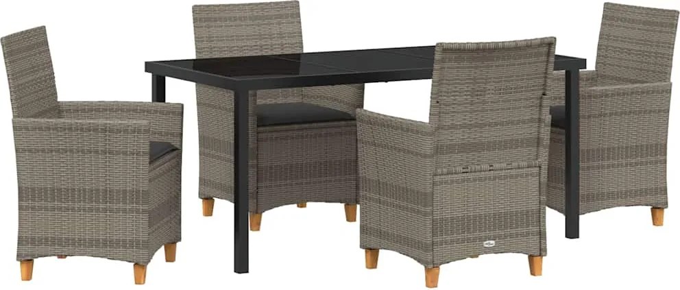 vidaXL Kert étkező szett 5 pcs Szürke polirattan