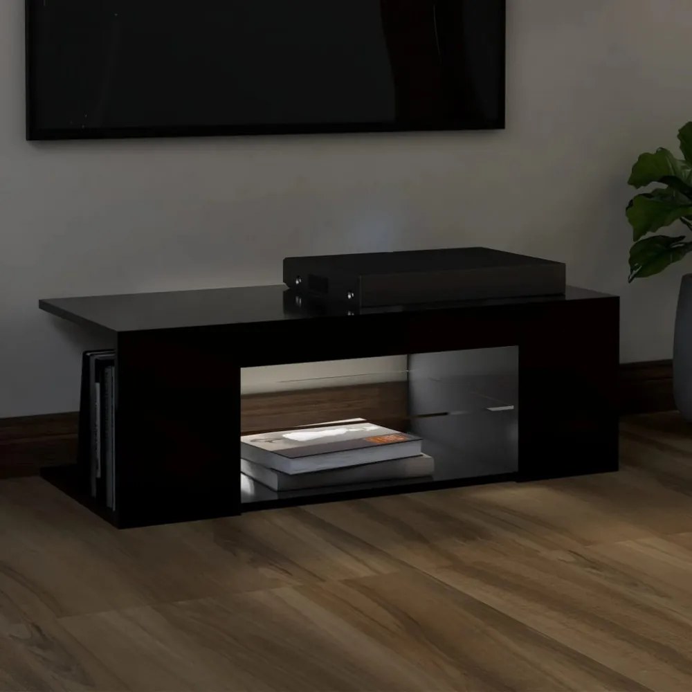 fekete TV-szekrény LED lámpákkal 90 x 39 x 30 cm