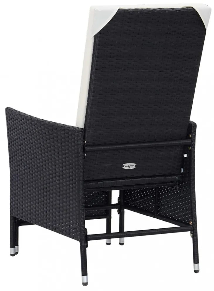 fekete dönthető háttámlás polyrattan kerti szék párnákkal