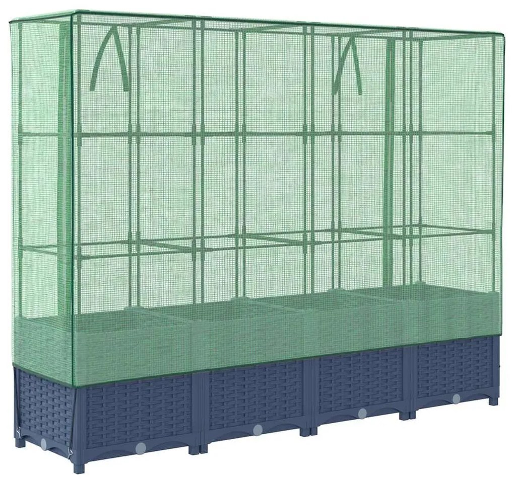 rattan megjelenésű magaságyás melegháztakaróval 160x40x138 cm
