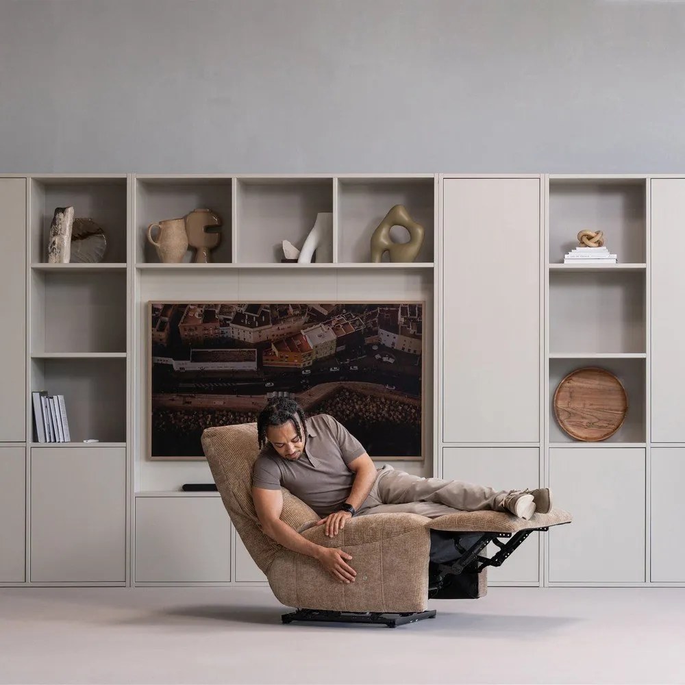 Világosbarna állítható kordbársony relaxációs fotel Hein – WOOOD