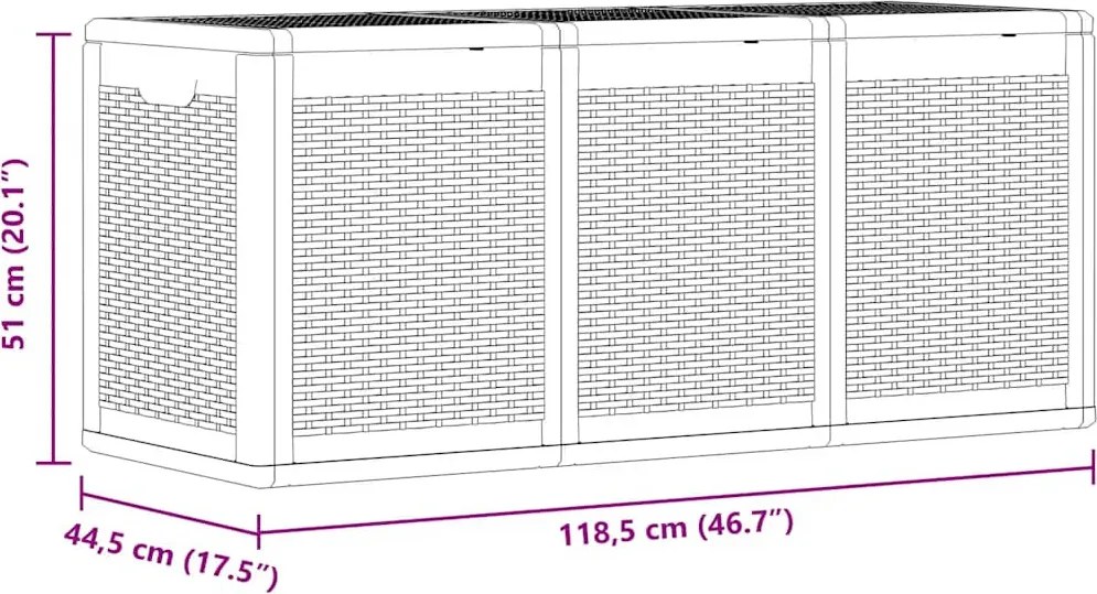 Szürke Pp Rattan Kerti Tárolóláda 270 L