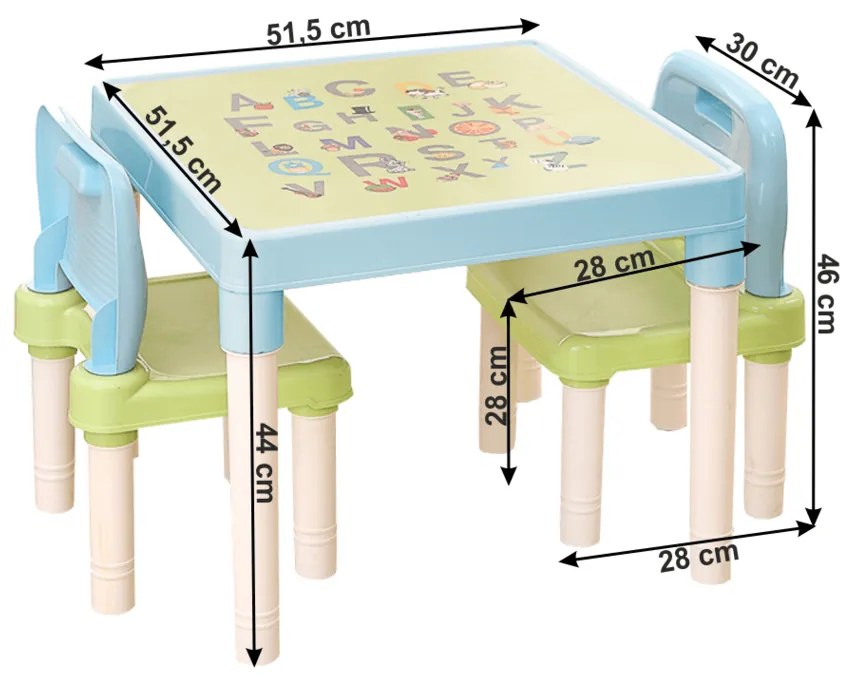 Balto gyerek asztal és szék készlet 3 db, kék