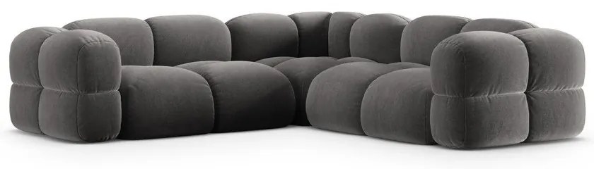 Szürke bársony sarokkanapé Loretto – Cosmopolitan Design