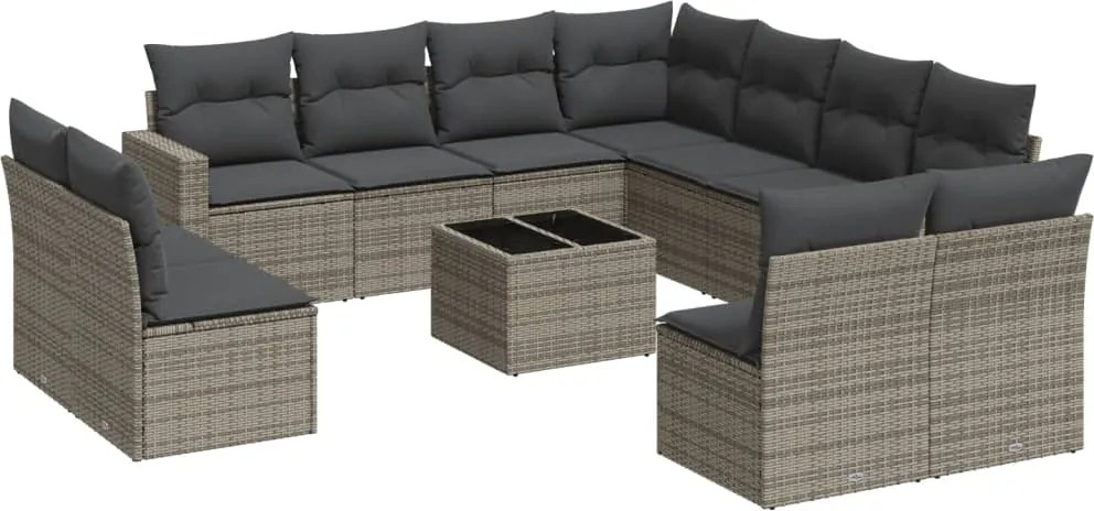vidaXL 12 részes szürke polyrattan kerti ülőgarnitúra párnákkal