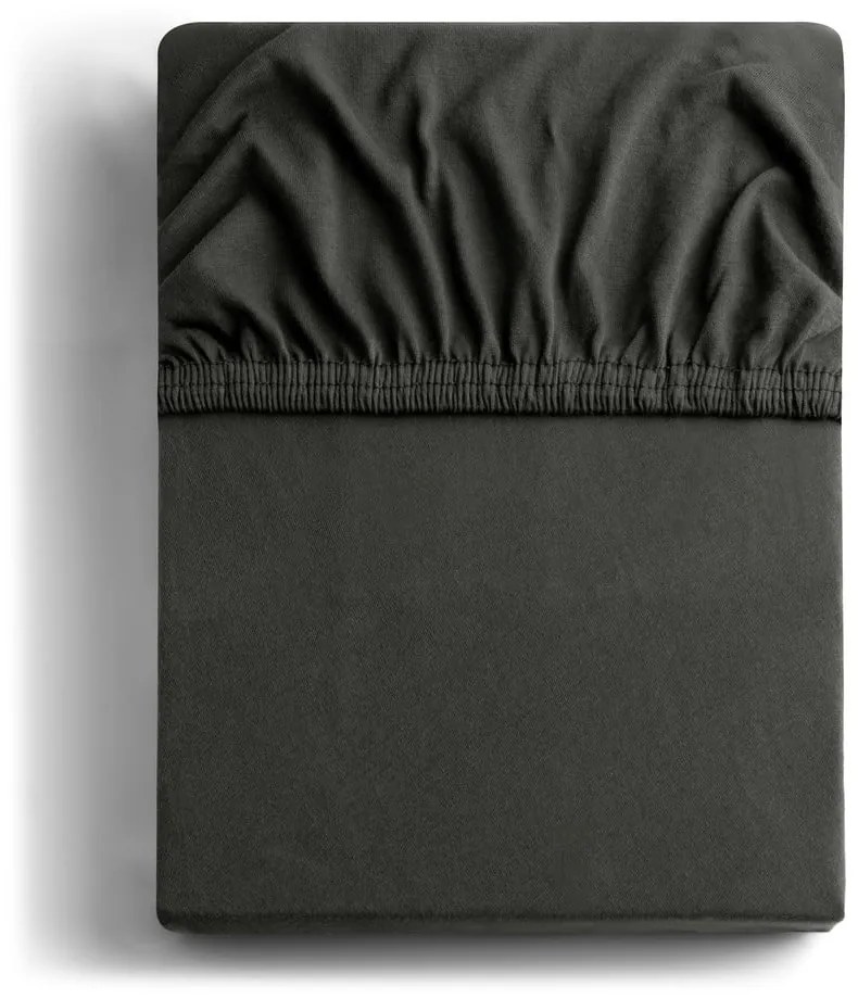 Sötétszürke gumis jersey lepedő 120x200 cm Amber – Restilo