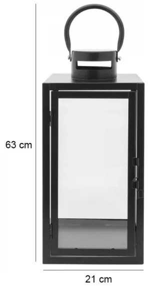 Fekete dekoratív lámpás, 63 cm