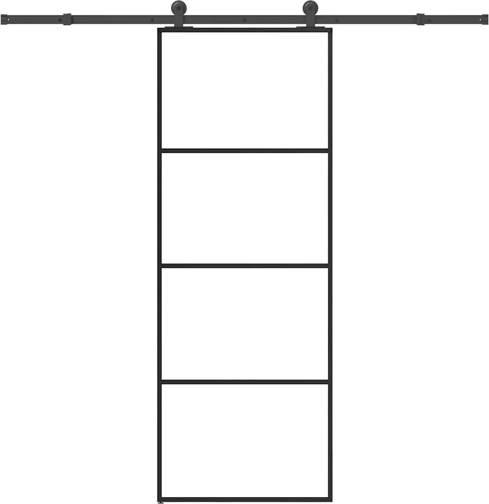 vidaXL ESG üveg és alumínium tolóajtó fémszerelvény-szettel 76x205 cm