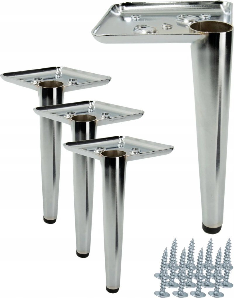 Szett 4 db Bútláb Tű ezüst króm, magasság 17 cm