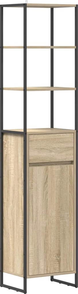 vidaXL Fürdőszoba Székény fiókkal Sonoma 40 x 30 x 180 cm Faanyag