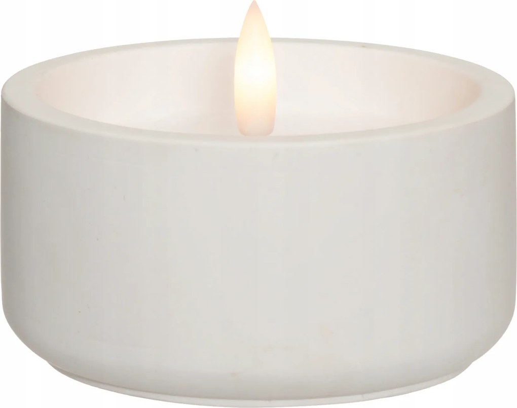 3D Led Viaszgyertya Láng Cement Ø 10 CM Fehér Időzítővel
